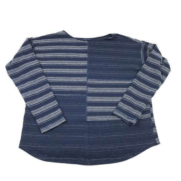 Chaps Womens Cotton Textured Knit Top Striped Shirt Long Sleeve Casual S Small - Picture 1 of 11